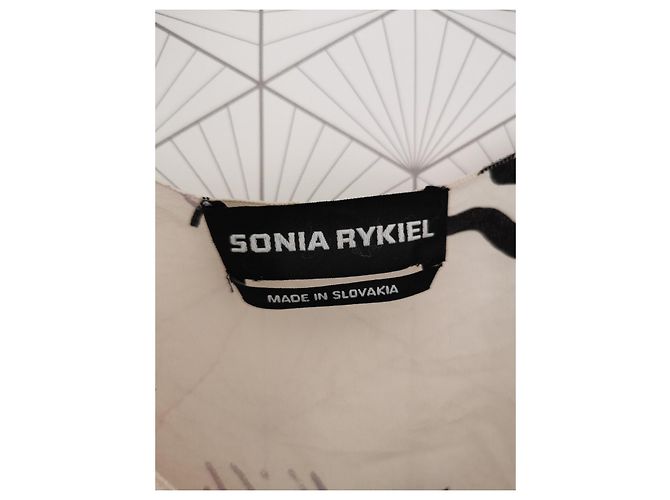 Sonia Rykiel Vestido de verano estampado de seda Negro Rosa Beige - vista 4