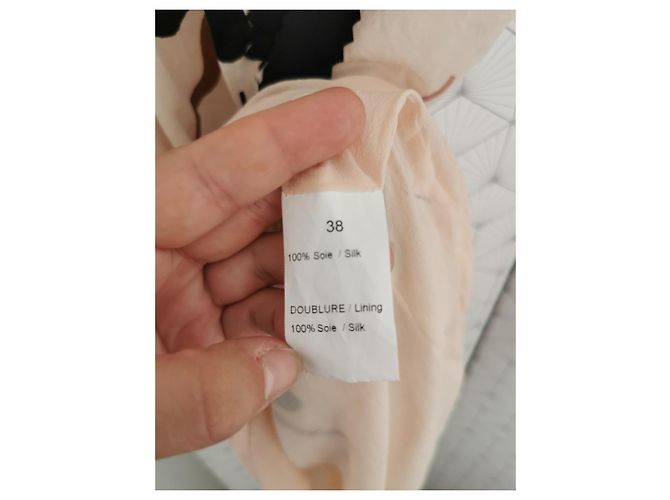 Sonia Rykiel Vestido de verano estampado de seda Negro Rosa Beige - vista 5