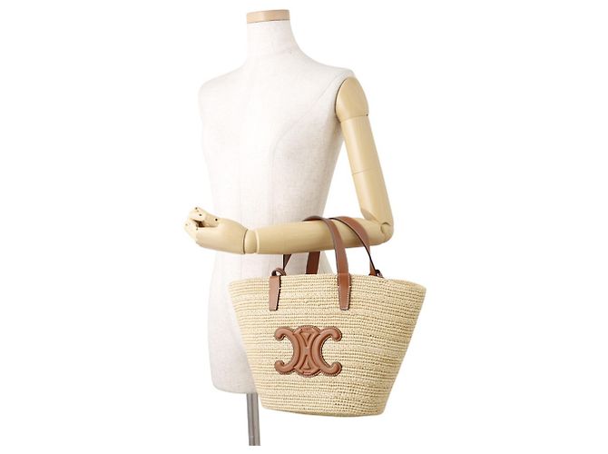 Céline Borsa a mano Celine Teen Supple Classic Panier in rafia - vista 4