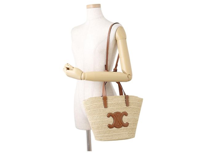 Céline Borsa a mano Celine Teen Supple Classic Panier in rafia - vista 5