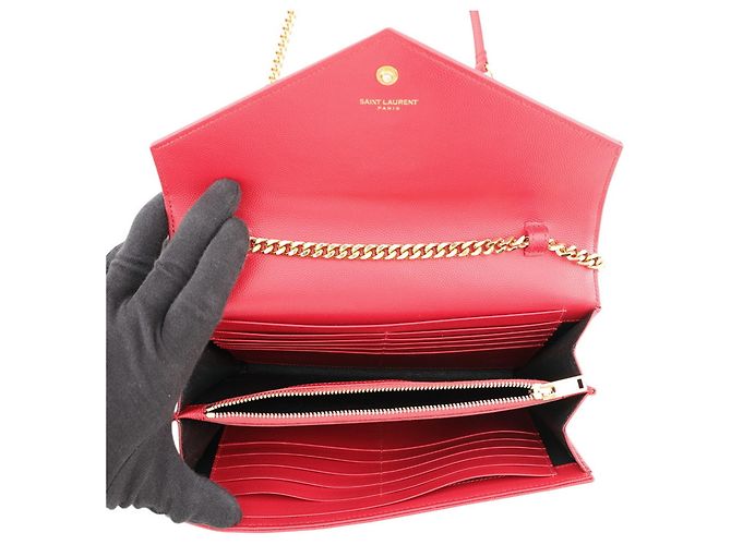 Portafoglio a catena Yves Saint Laurent Cassandra Classic Rosso - vista 5