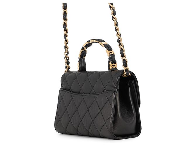 Borsa a tracolla Chanel Matelassé in pelle d'agnello stropicciata Nero - vista 2