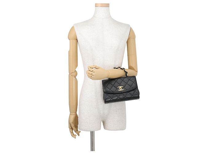 Borsa a tracolla Chanel Matelassé in pelle d'agnello stropicciata Nero - vista 5