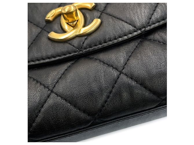 Borsa a tracolla Chanel Matelassé in pelle d'agnello stropicciata Nero - vista 7