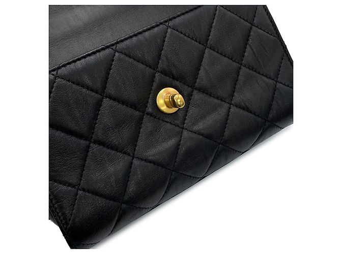 Borsa a tracolla Chanel Matelassé in pelle d'agnello stropicciata Nero - vista 9