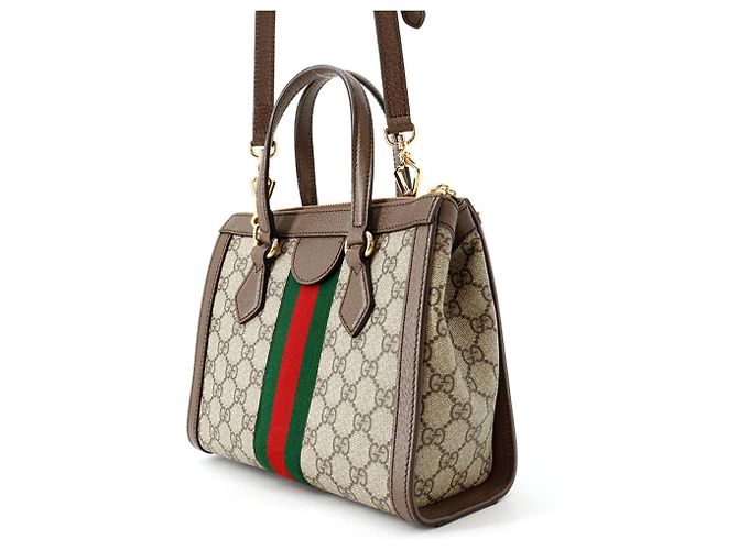 Borsa Tote Piccola Gucci GG Ophidia Marrone - vista 2