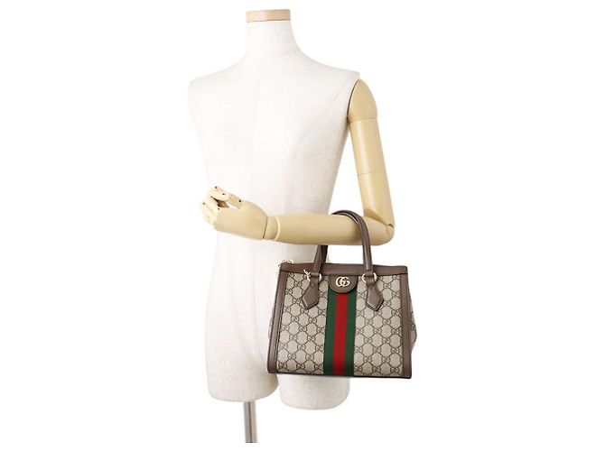 Borsa Tote Piccola Gucci GG Ophidia Marrone - vista 4