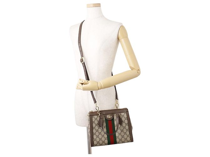 Borsa Tote Piccola Gucci GG Ophidia Marrone - vista 5