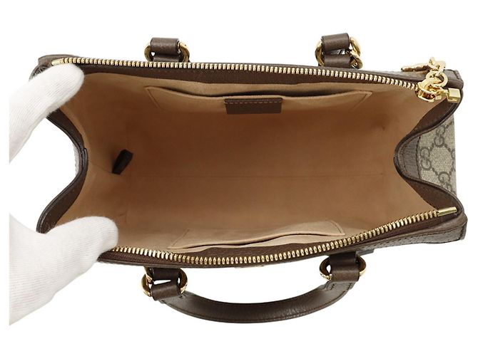Borsa Tote Piccola Gucci GG Ophidia Marrone - vista 6