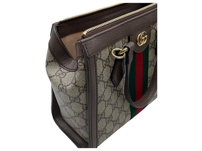 Borsa Tote Piccola Gucci GG Ophidia Marrone - vista 7