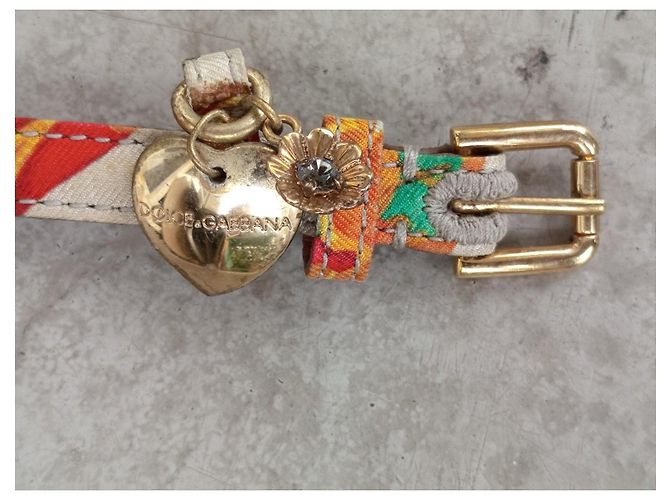 Dolce & Gabbana Gürtel aus Leder und mehrfarbigem Stoff Mehrfarben Gold hardware - Ansicht 10