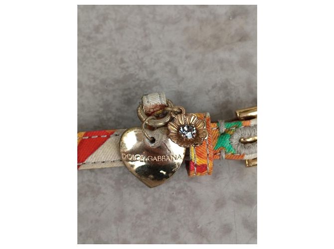 Dolce & Gabbana Gürtel aus Leder und mehrfarbigem Stoff Mehrfarben Gold hardware - Ansicht 11