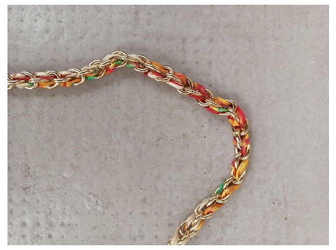 Dolce & Gabbana Gürtel aus Leder und mehrfarbigem Stoff Mehrfarben Gold hardware - Ansicht 3