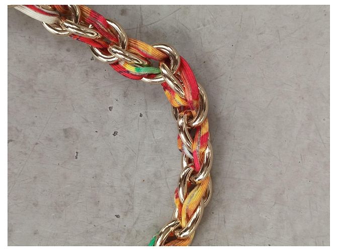 Dolce & Gabbana Gürtel aus Leder und mehrfarbigem Stoff Mehrfarben Gold hardware - Ansicht 5