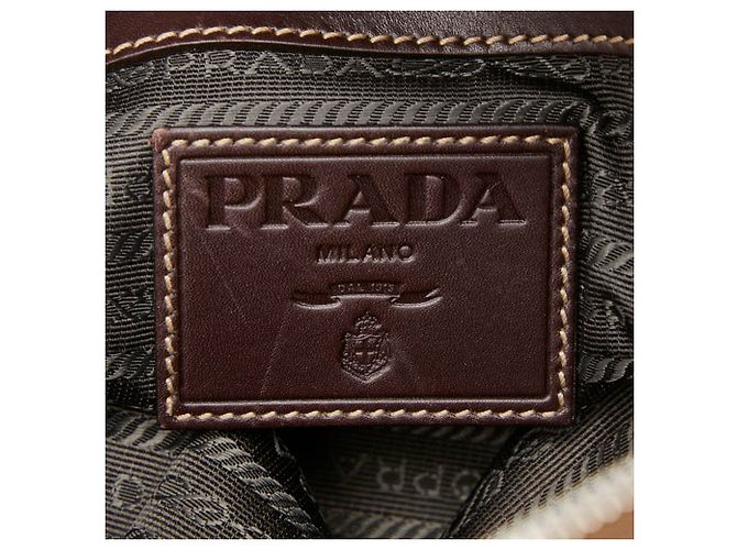 Prada Logo Jacquard Crossbody Shoulder Bag Braun Beige - Ansicht 11