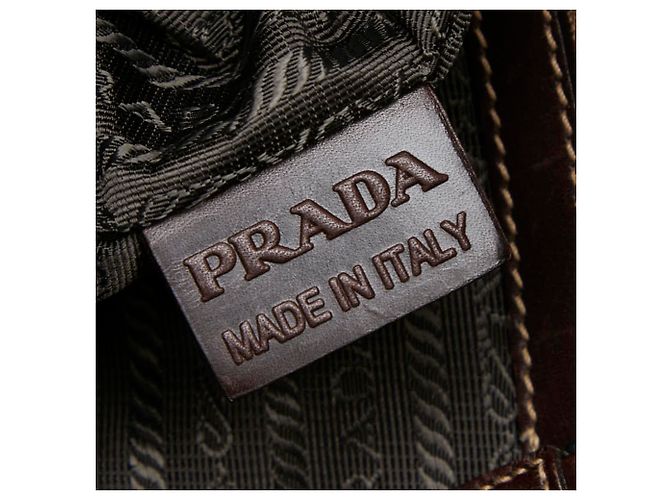 Prada Logo Jacquard Crossbody Shoulder Bag Braun Beige - Ansicht 12