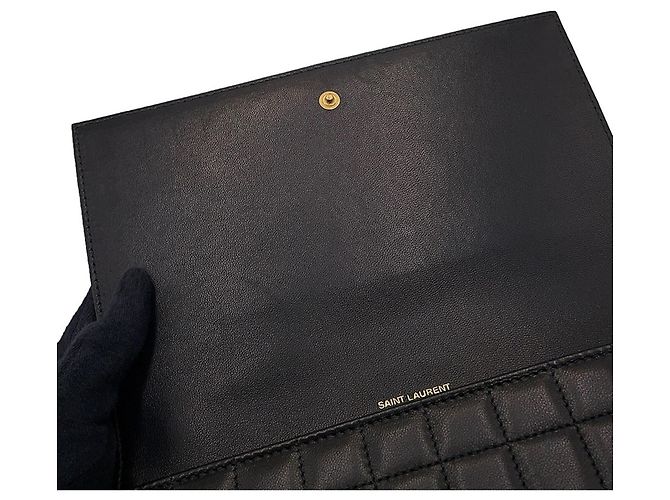 Borsa a pochette in pelle di agnello Yves Saint Laurent Nero - vista 11
