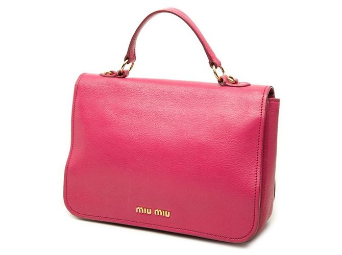 Bolsa de mão e de ombro Miu Miu em couro rosa - vista 2