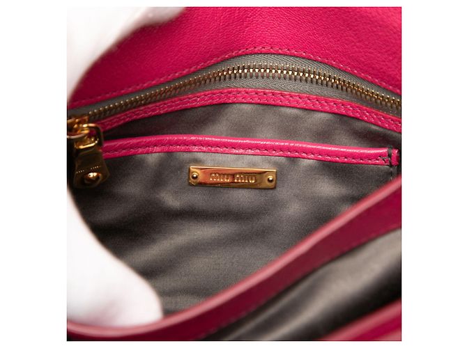 Bolsa de mão e de ombro Miu Miu em couro rosa - vista 5