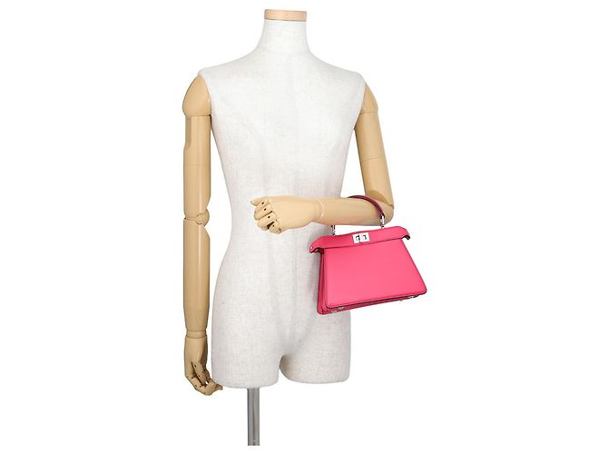 Borsa a mano in pelle Fendi Peekaboo ISeeU Petite Rosa - vista 4