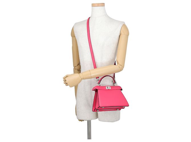 Borsa a mano in pelle Fendi Peekaboo ISeeU Petite Rosa - vista 5