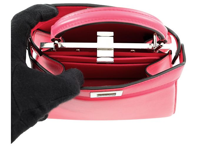 Borsa a mano in pelle Fendi Peekaboo ISeeU Petite Rosa - vista 6