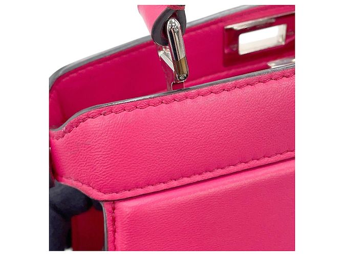 Borsa a mano in pelle Fendi Peekaboo ISeeU Petite Rosa - vista 8
