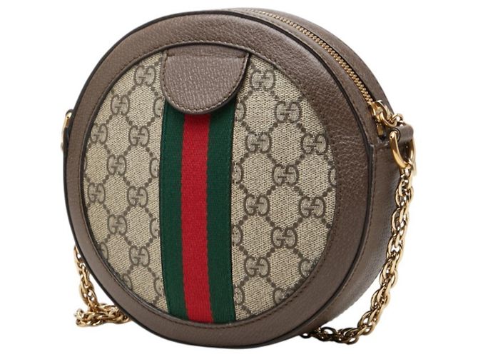 Borsa a tracolla con catena Gucci Ophidia GG Supreme Marrone - vista 2