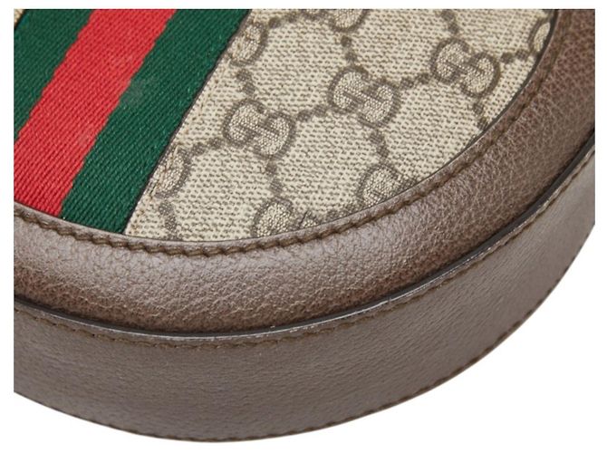 Borsa a tracolla con catena Gucci Ophidia GG Supreme Marrone - vista 4