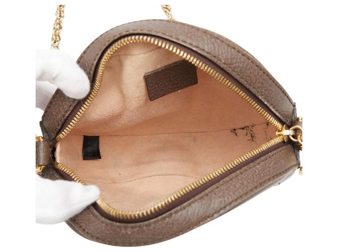 Borsa a tracolla con catena Gucci Ophidia GG Supreme Marrone - vista 8