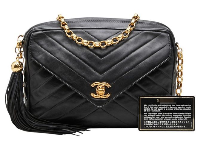 Borsa a tracolla Chanel Chevron V-Stitch Coco Mark Chain Nero - vista 13