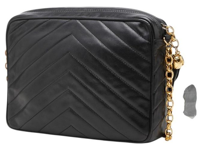 Borsa a tracolla Chanel Chevron V-Stitch Coco Mark Chain Nero - vista 2