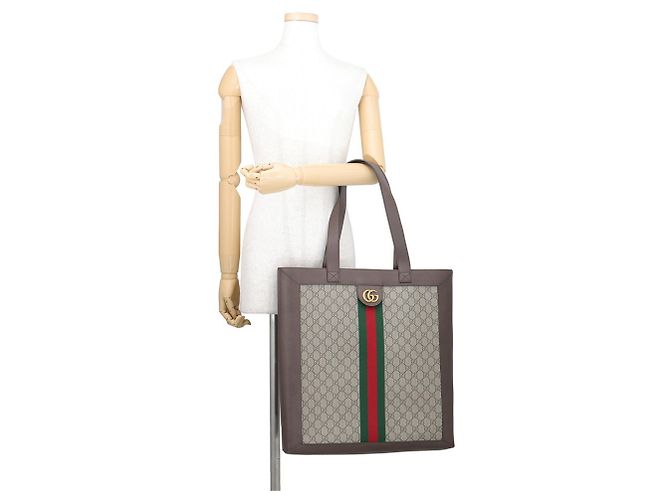Gucci Ophidia GG Supreme Große Ledertote Braun - Ansicht 4