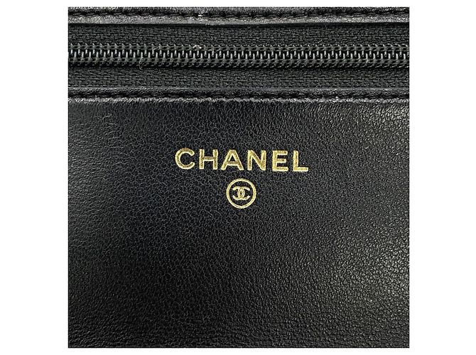 Portafoglio con catena Chanel in pelle d'agnello nera Nero - vista 15
