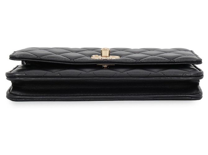 Portafoglio con catena Chanel in pelle d'agnello nera Nero - vista 2