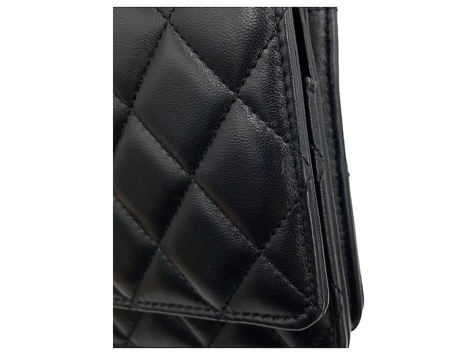 Portafoglio con catena Chanel in pelle d'agnello nera Nero - vista 6