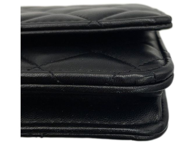 Portafoglio con catena Chanel in pelle d'agnello nera Nero - vista 7