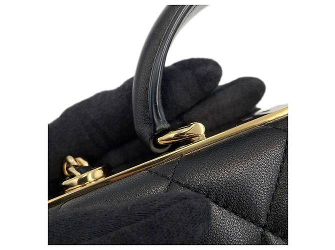 Portafoglio con catena Chanel in pelle d'agnello nera Nero - vista 9