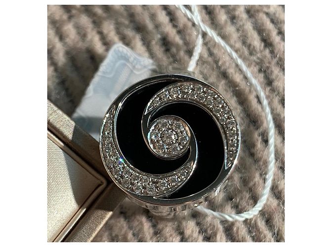 Anello Bulgari Rotante Platino Diamanti e Onice Argento - vista 6