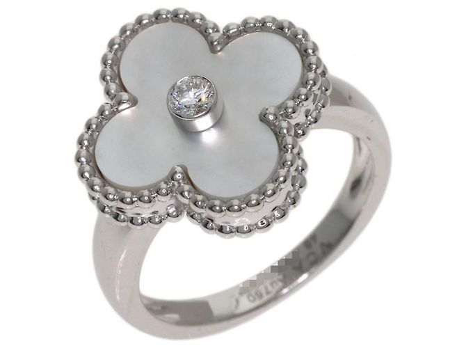 Van Cleef & Arpels Vintage Alhambra Ring aus Perlmutt und Diamanten - Ansicht 2