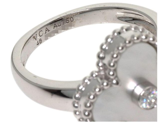 Van Cleef & Arpels Vintage Alhambra Ring aus Perlmutt und Diamanten - Ansicht 5