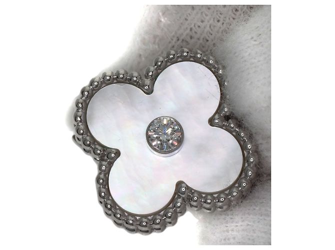 Van Cleef & Arpels Vintage Alhambra Ring aus Perlmutt und Diamanten - Ansicht 7