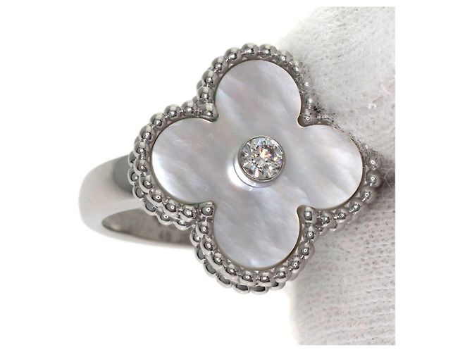 Van Cleef & Arpels Vintage Alhambra Ring aus Perlmutt und Diamanten - Ansicht 8