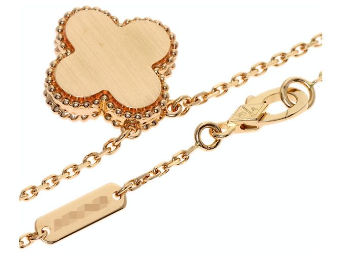 Collana Van Cleef & Arpels Vintage Alhambra in rodonite e diamanti - vista 2