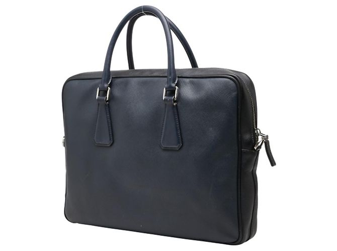 Saffiano Sac à main Prada avec plaque logo Triangle Noir - vue 2