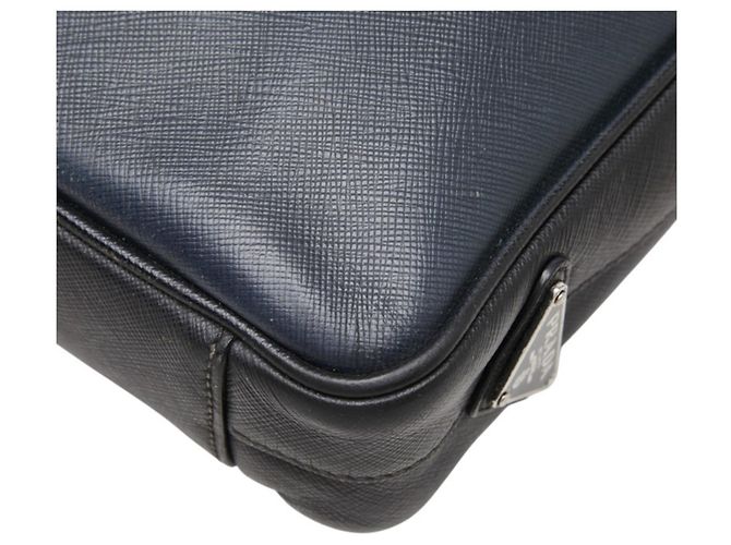 Saffiano Sac à main Prada avec plaque logo Triangle Noir - vue 4