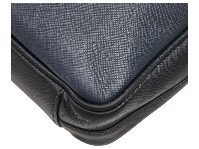 Saffiano Sac à main Prada avec plaque logo Triangle Noir - vue 6