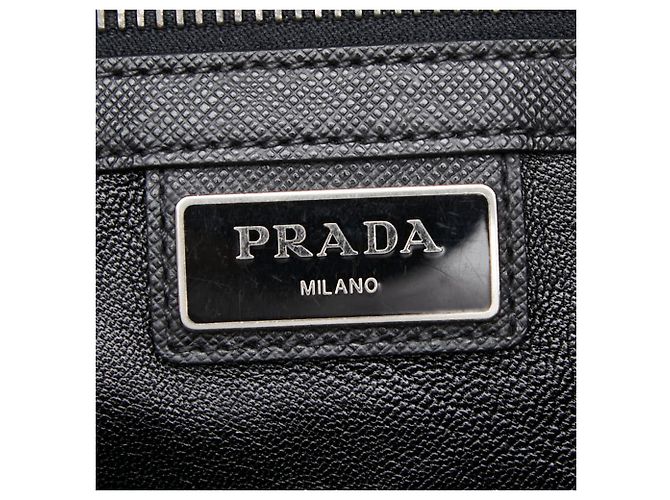 Saffiano Sac à main Prada avec plaque logo Triangle Noir - vue 9