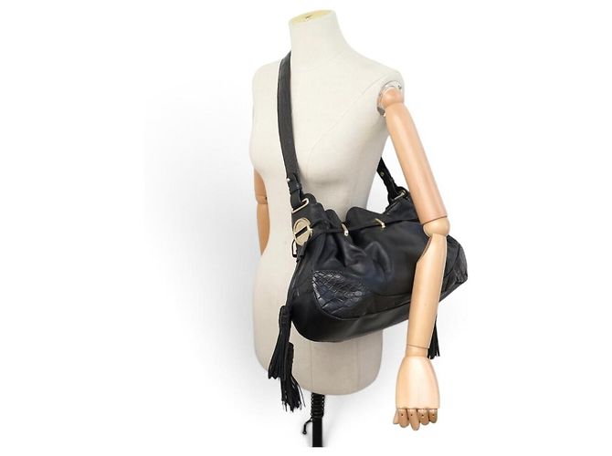 NUOVA BORSA A TRACCOLLA LANCEL LES LIONNES IN PELLE EFFETTO COCCO NERA Nero - vista 5