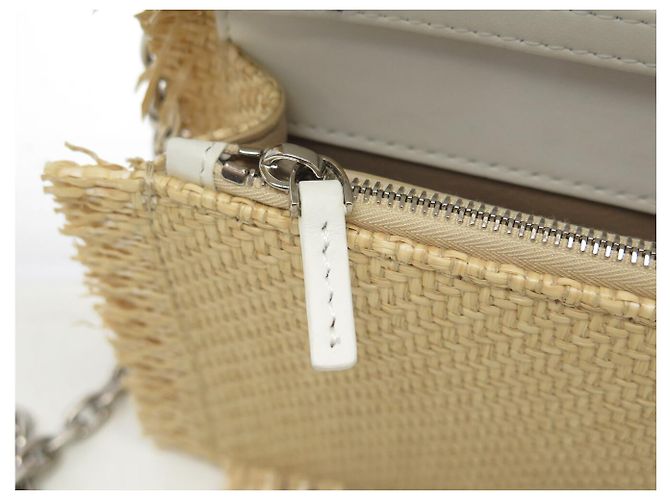 BORSA A MANO NUOVA OFF WHITE JITNEY 0.5 OWNN022S22 RAPHIA A TRACCOLLA Beige - vista 12